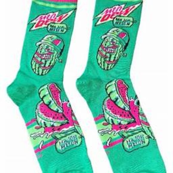 3 Pair Novelty Crew Socks Snapple, Nutter Butter, Mtn Dew Major Melon Men 6-12 - Picture 4 of 4